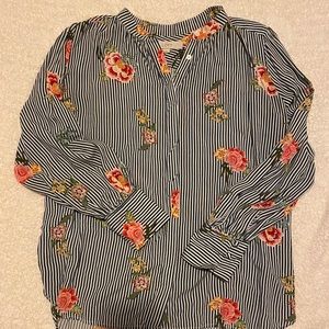 LOFT Women’s Floral & Stripes Blouse